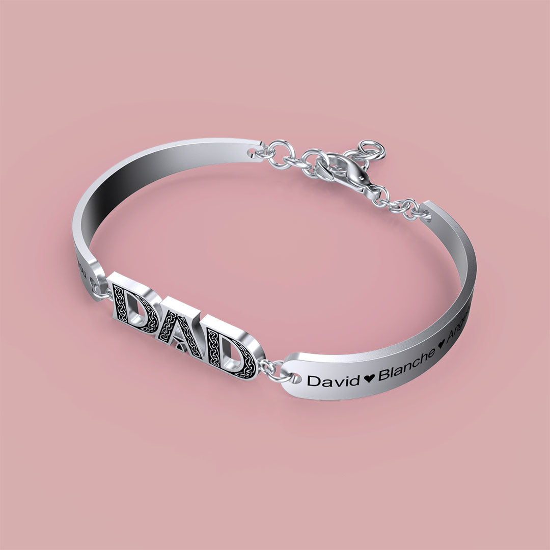 Christmas Gift Personalized DAD Bracelet Engraved with Love and Family Names