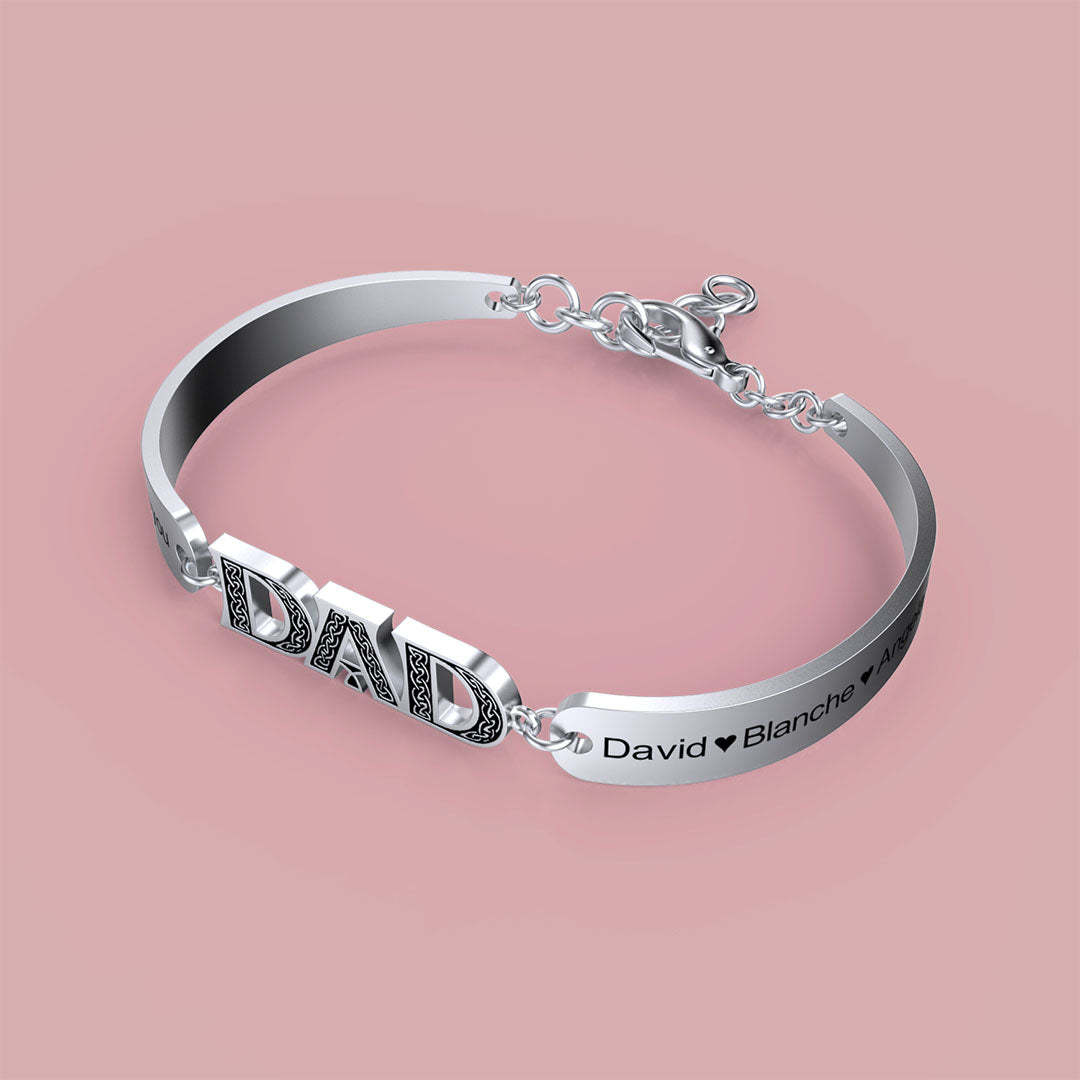 Christmas Gift Personalized DAD Bracelet Engraved with Love and Family Names