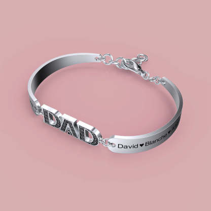Christmas Gift Personalized DAD Bracelet Engraved with Love and Family Names