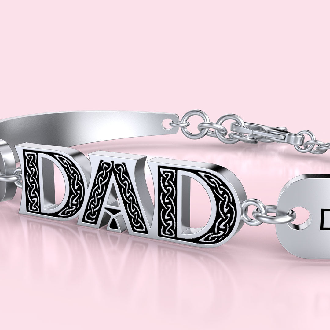 Christmas Gift Personalized DAD Bracelet Engraved with Love and Family Names