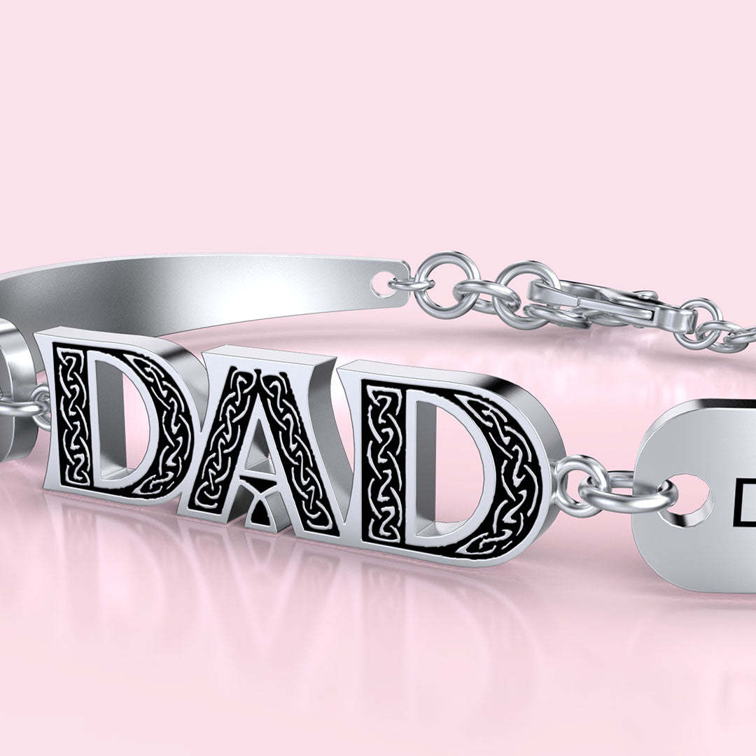 Christmas Gift Personalized DAD Bracelet Engraved with Love and Family Names
