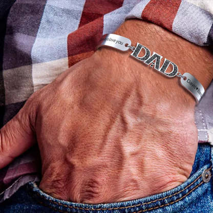 Christmas Gift Personalized DAD Bracelet Engraved with Love and Family Names