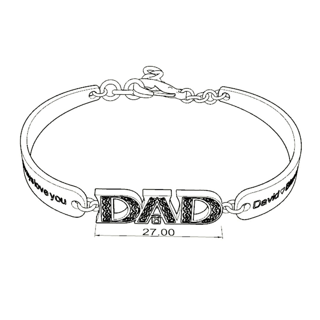 Christmas Gift Personalized DAD Bracelet Engraved with Love and Family Names