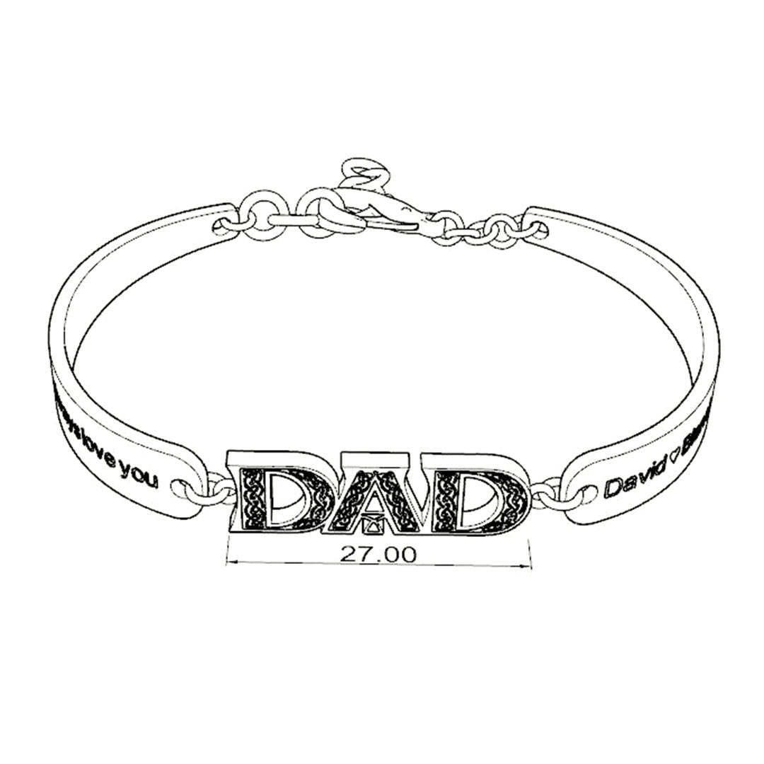 Christmas Gift Personalized DAD Bracelet Engraved with Love and Family Names