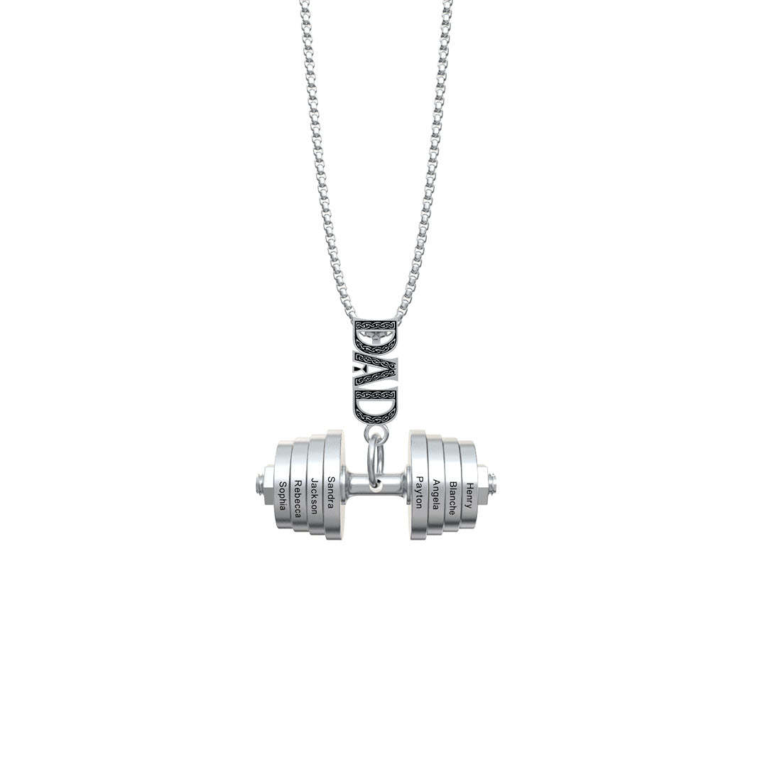 Father's Day Gift Personalized DAD Dumbbell Necklace