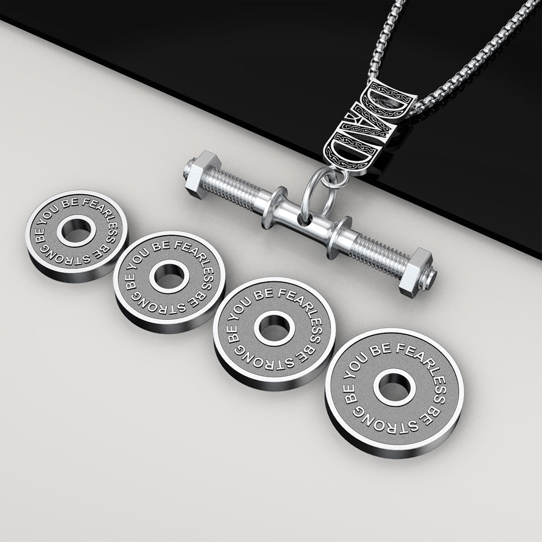 Christmas Gift Personalized DAD Dumbbell Necklace