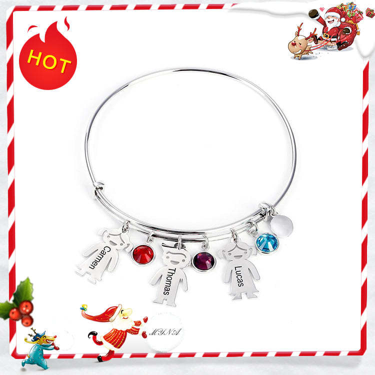 Mother's Day Gift Personalised Delicate Boys And Girls Birthstone Children Kids Bracelet-Engravingift