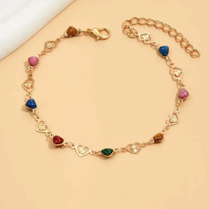 Mother's Day Gift Ladies Love Heart Chain Anklet Vintage Style Ankle Bracelet For Women & Girls-Engravingift