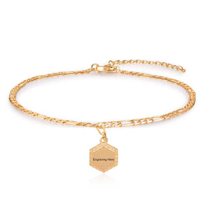 Mother's Day Gift Personalized Initial Anklet Custom Gold Ankle Bracelet for Women-Engravingift