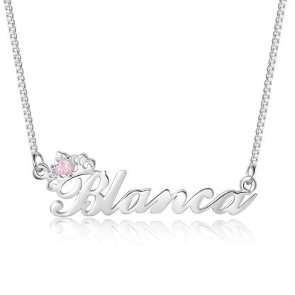 Mother's Day Gift Crown Name Necklace with BirthstonePersonalized Name Necklace-Engravingift
