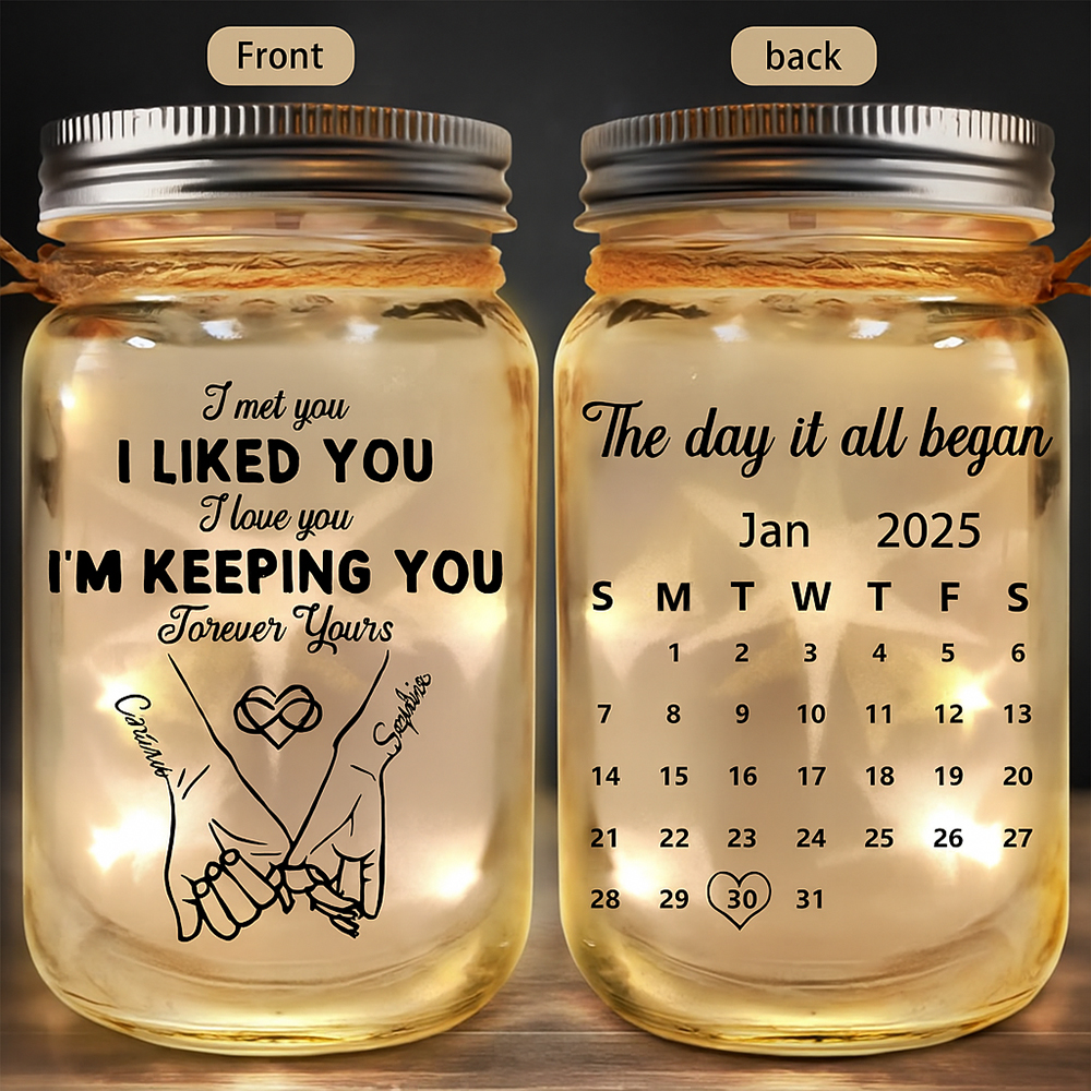 Personalized Couple Pinky Promise Solar Mason Jar Fairy Light