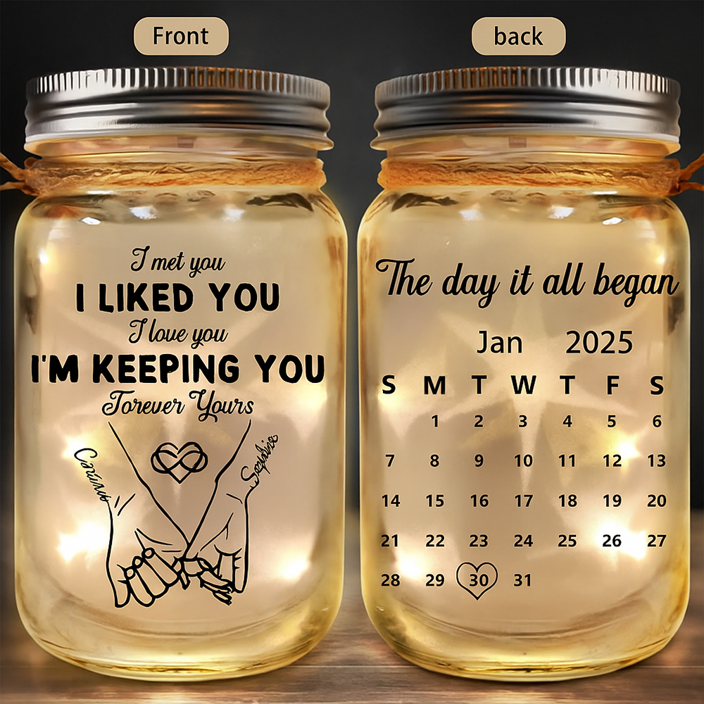 Personalized Couple Pinky Promise Solar Mason Jar Fairy Light