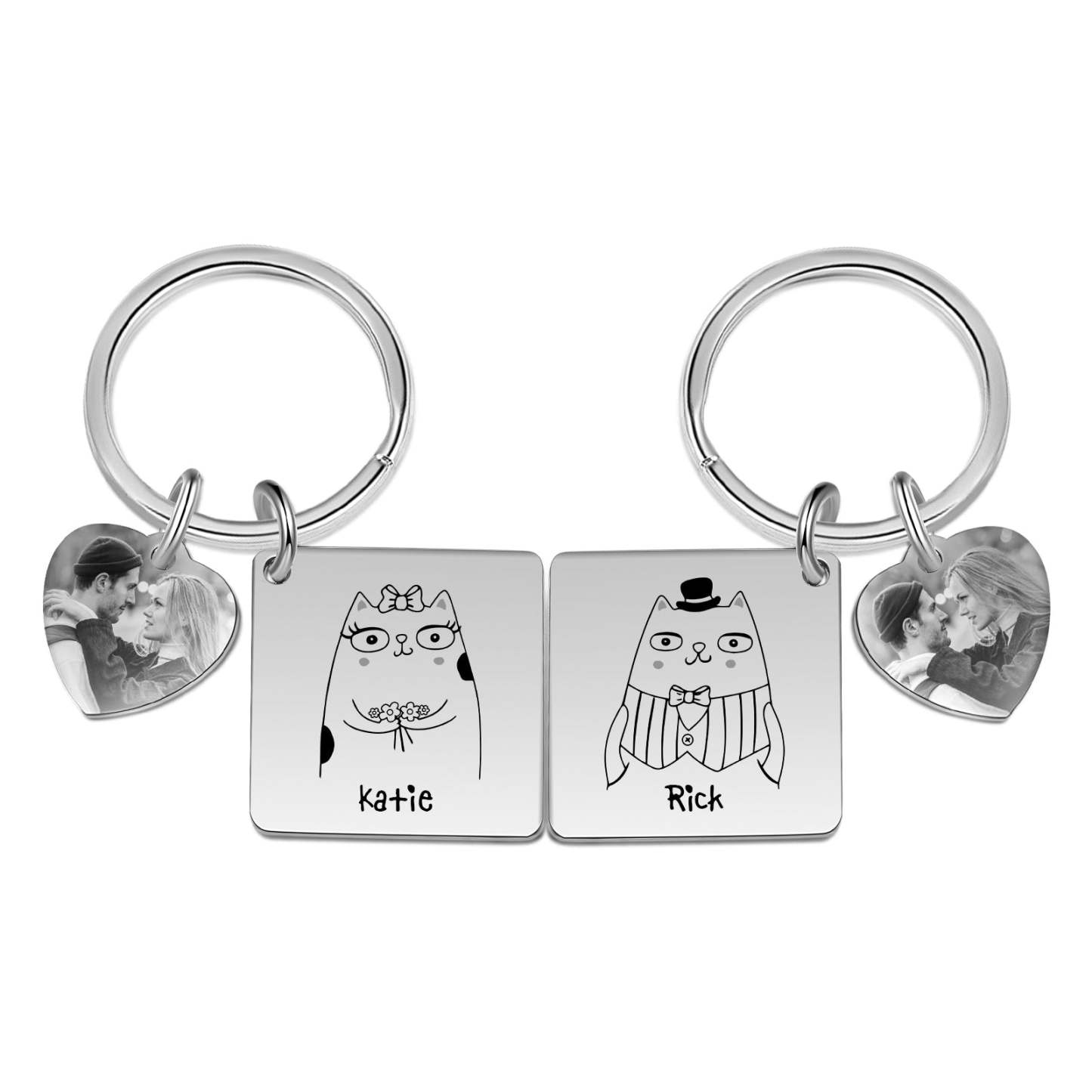 Christmas Gift Photo Couple Keychain Set Personalized Heart Matching Couple Gifts