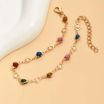 Mother's Day Gift Ladies Love Heart Chain Anklet Vintage Style Ankle Bracelet For Women & Girls-Engravingift