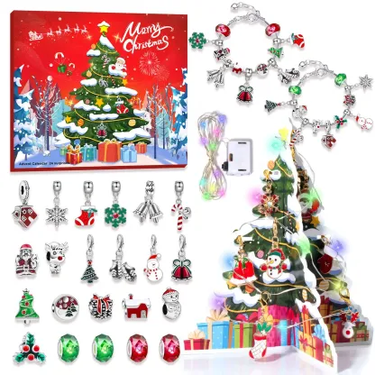 2026 Christmas Advent Calendar Bracelet Gift Box DIY Charm Bracelet Countdown Calendar for Girls Kids Holiday Gift-Gemeaning