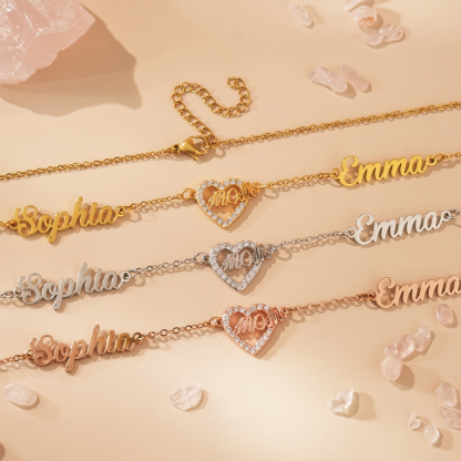 Personalized Mom Necklace with Kids Names, Custom Name Heart Necklace