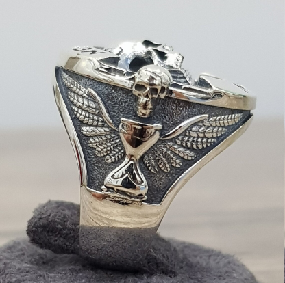 Handcrafted Sterling Silver Skull Ring Halloween Jewelry Reminder