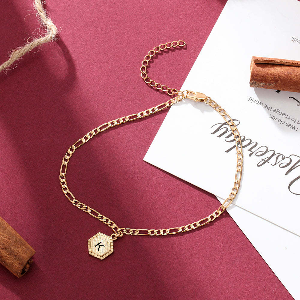 Mother's Day Gift Personalized Initial Anklet Custom Gold Ankle Bracelet for Women-Engravingift