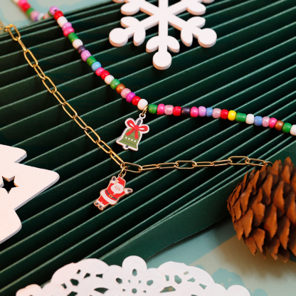 Christmas beads double layer necklace