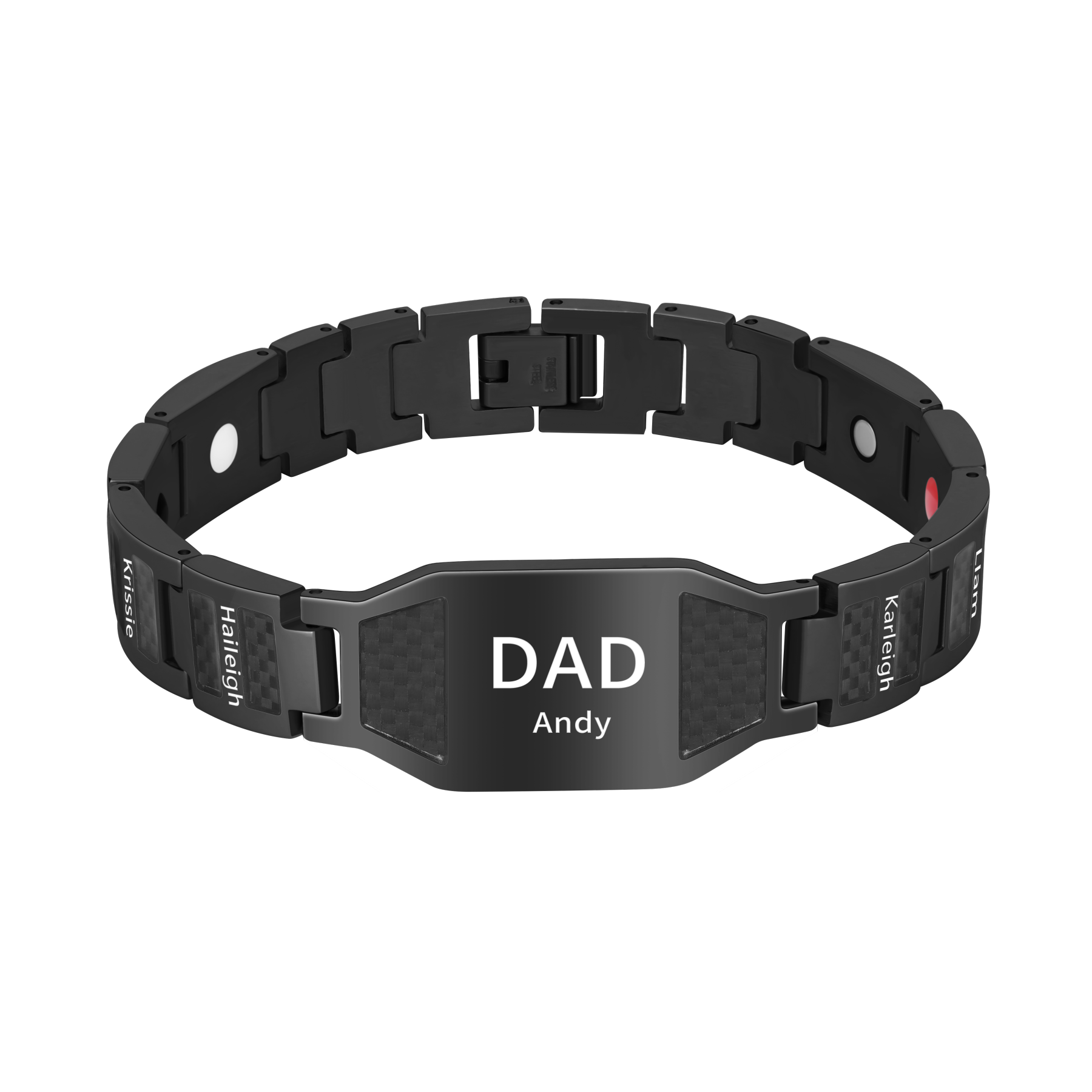 Father's Day Gift Personalized Men Magnetic Therapy Bracelet with Effective 4 Elements Stones