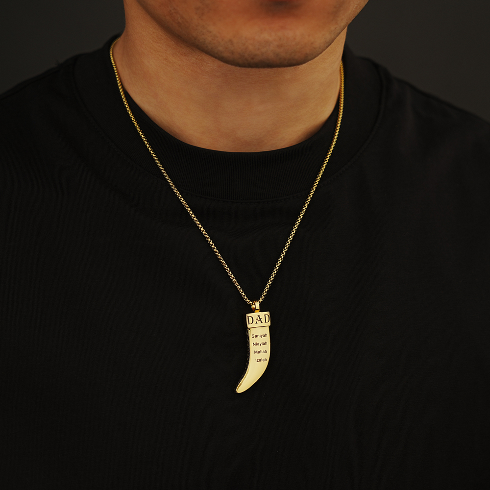 Personalized DAD Tusk Necklace, Custom Kids Names Jewelry