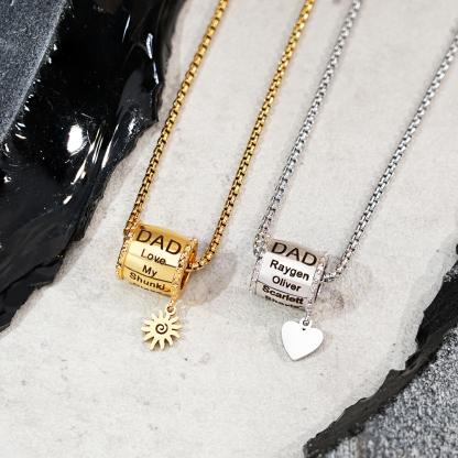  Personalized Dad Engraved Bead Necklace