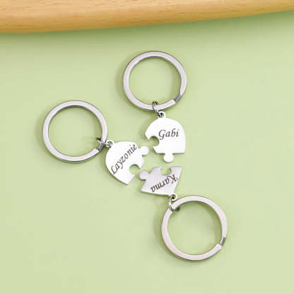 Christmas Gift Family/Sibling/BFF Gift Personalized Heart Puzzle Pieces Necklace or Keychain