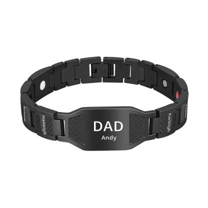 Father's Day Gift Personalized Men Magnetic Therapy Bracelet with Effective 4 Elements Stones
