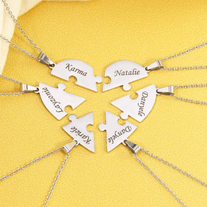 Christmas Gift Family/Sibling/BFF Gift Personalized Heart Puzzle Pieces Necklace or Keychain