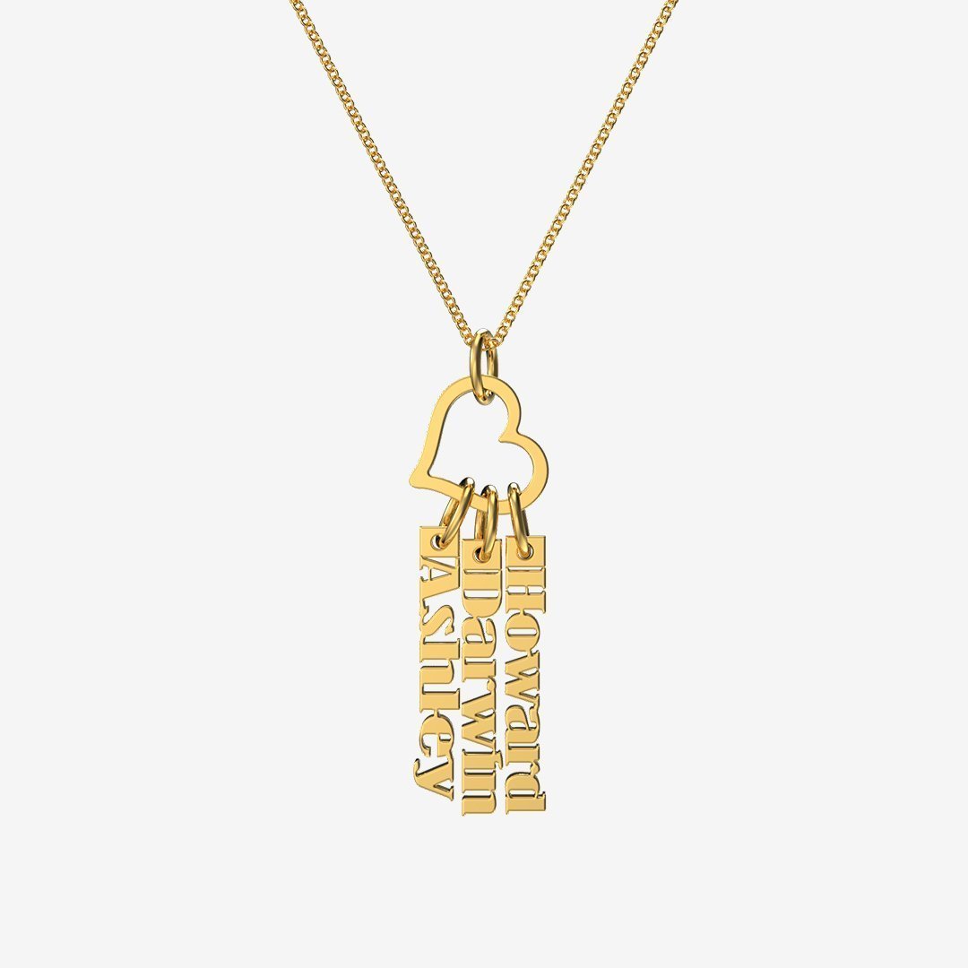 Christmas Gift Heart Rings Fashion Tag Bar Name Necklace