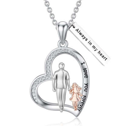 Father Daughter Heart Pendant Necklace from Dad Gift for Daughter