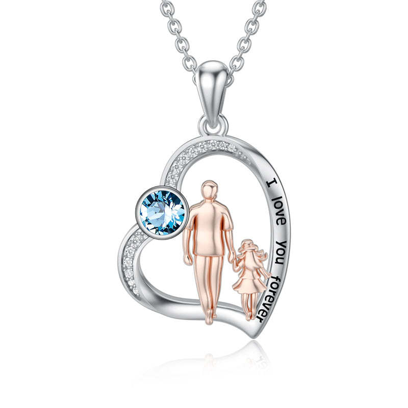 Father Daughter Heart Pendant Necklace from Dad Gift for Daughter