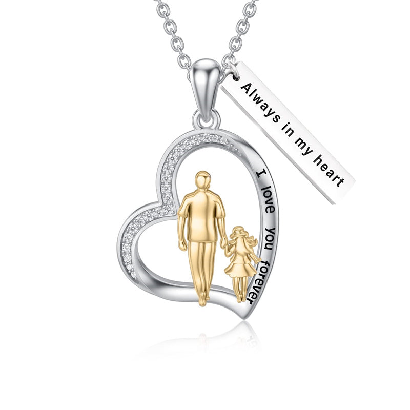 Father Daughter Heart Pendant Necklace from Dad Gift for Daughter