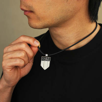 Father's Day Gift DAD Engraved Shield Pendant Necklace
