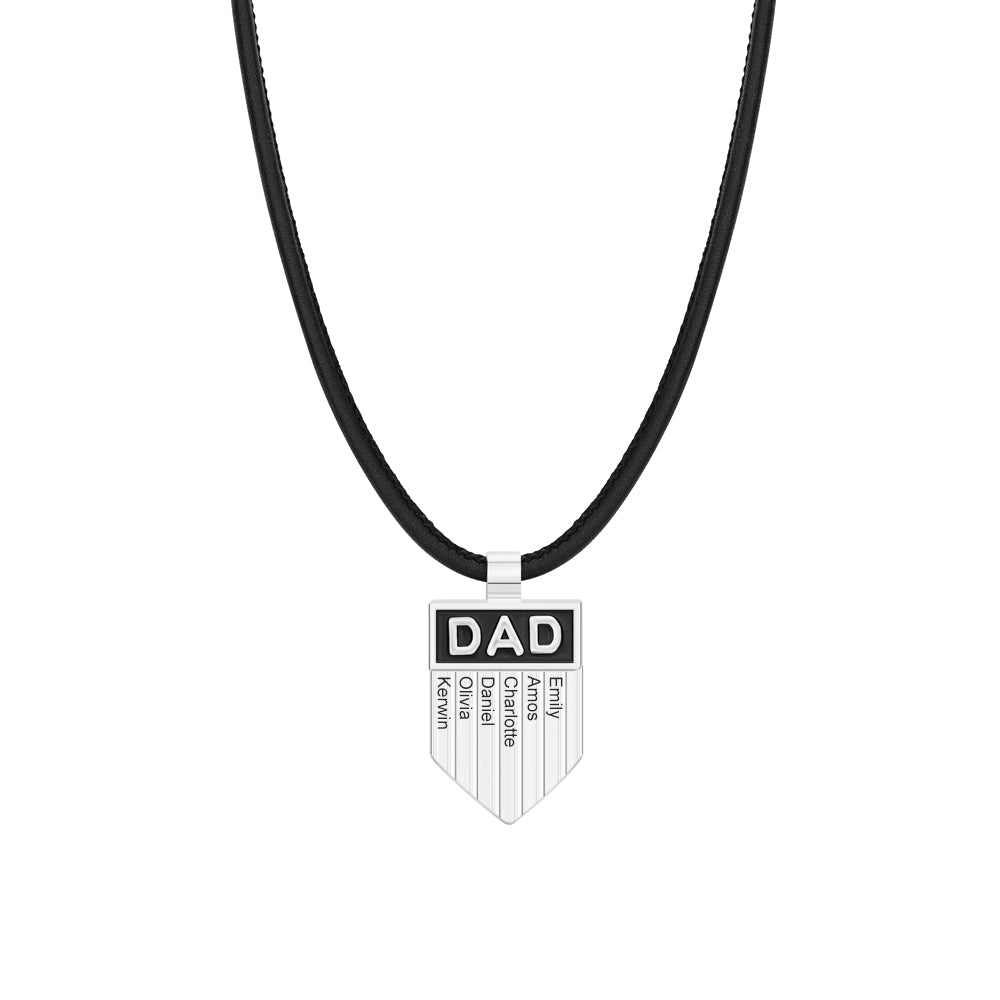 Father's Day Gift DAD Engraved Shield Pendant Necklace