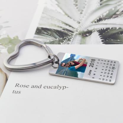 Father's Day Gift Personalized color photo calendar keychain love date gift-Engravingift