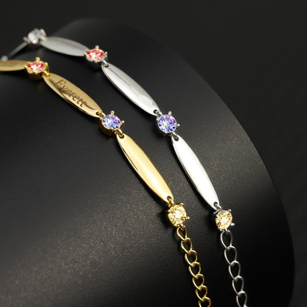 Mother's Day Gift Mother Bracelet with Family Names and Birthstones-Engravingift