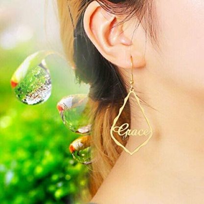Mother's Day Gift Personalized Name Earrings Customized Drop Dangle Hoop Earrings