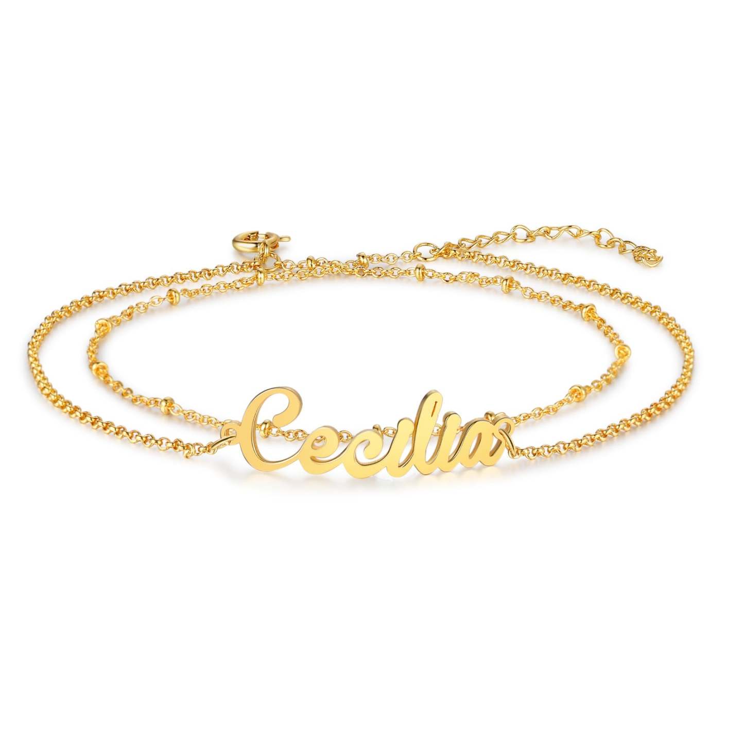 Mother's Day Gift Personalized Name Anklet Custom Double Layers Anklet-Engravingift