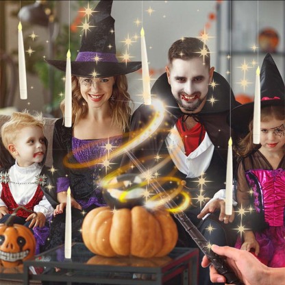 LED Flameless Floating Taper Candles with Flickering Warm White Glow for Halloween