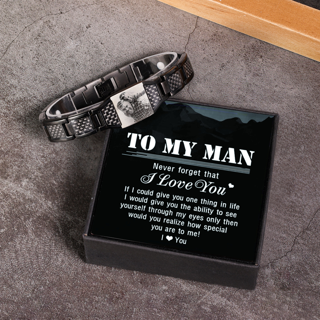 Custom Men Magnetic Bracelet Personalized Photo Bracelet for Him