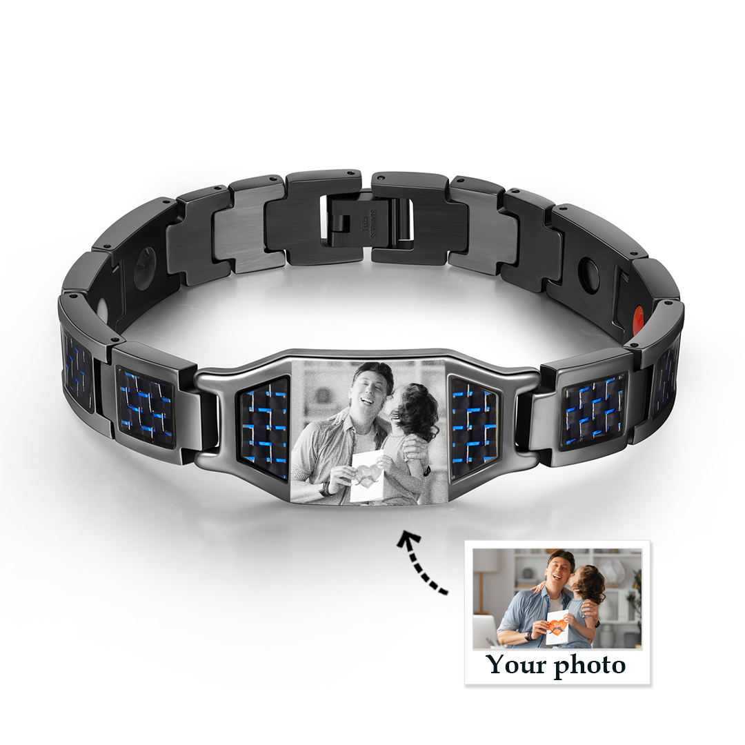 Custom Men Magnetic Bracelet Personalized Photo Bracelet for Him