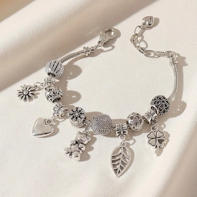 Mother's Day Sunflower & Love Heart Etc Shape Pendant Anklet Creative All-match Ankle Bracelet-Engravingift