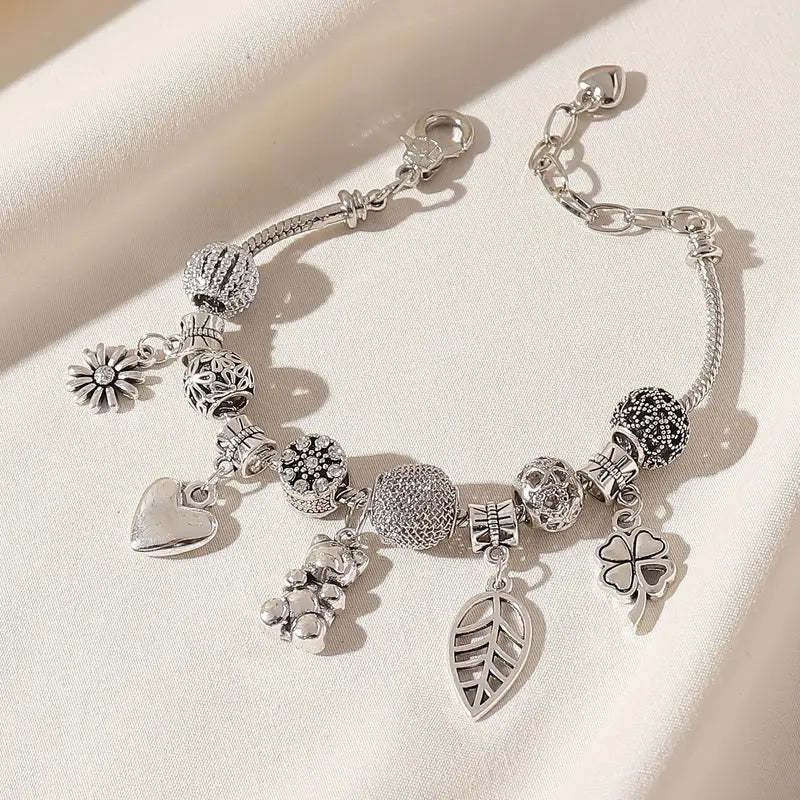 Mother's Day Sunflower & Love Heart Etc Shape Pendant Anklet Creative All-match Ankle Bracelet-Engravingift