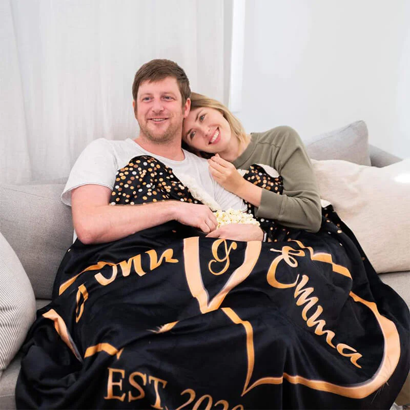 Personalized Couple Blanket Engrave Name Romantic Gift
