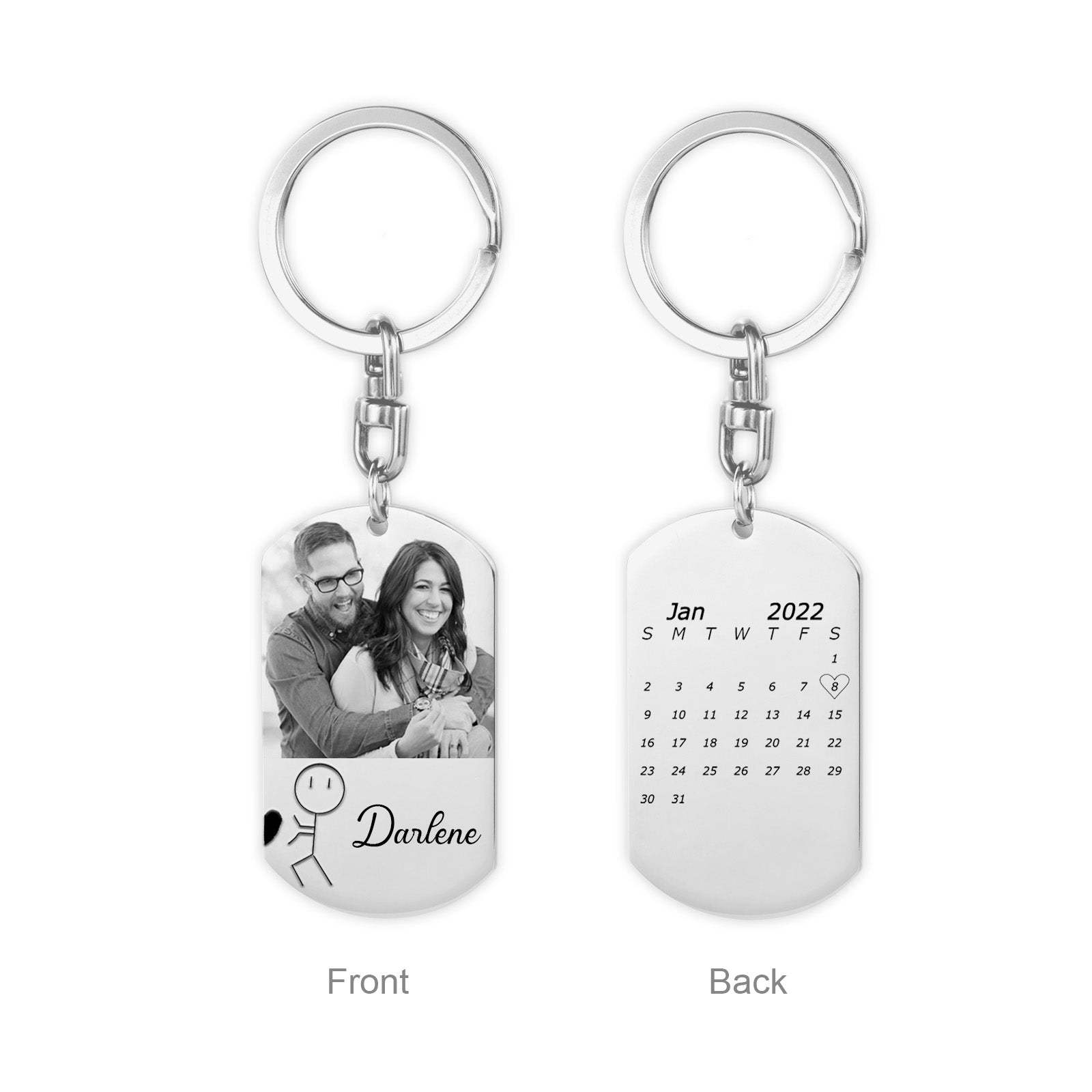 Mother's Day Gift Anniversary date ideas Couple Keychain Customized Photo Funny Heart Matching Keyring-Engravingift