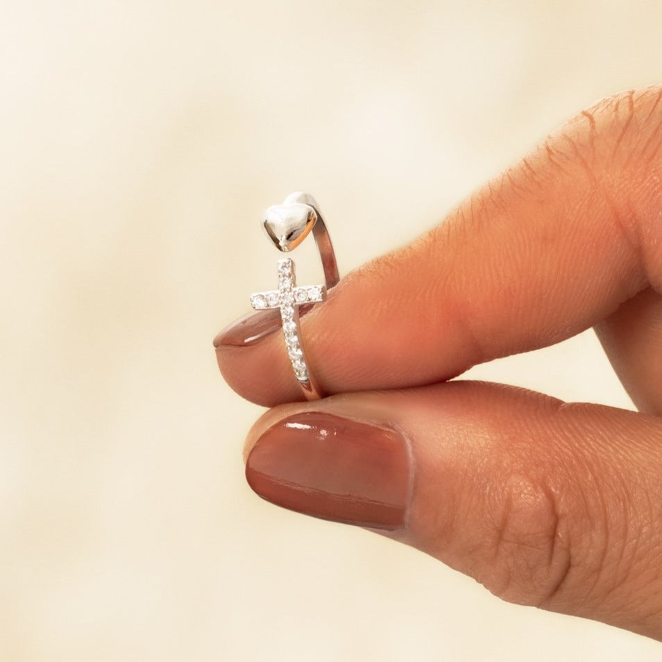 Cross & Heart Ring - To My Daughter Pray Through It