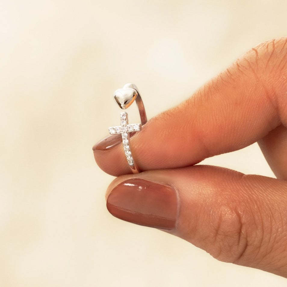 Cross & Heart Ring - To My Daughter Pray Through It