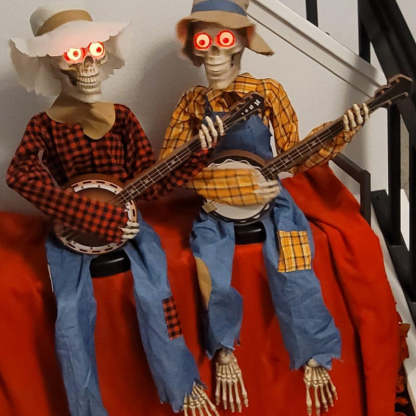 Animated Halloween Skeletons with Sound-Activated Dueling Banjo Music