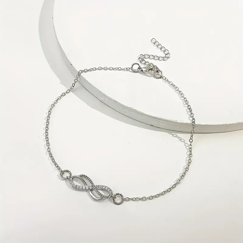 Mother's Day Infinity 8 Character Thin Chain Anklet Adjustable Summer Beach Foot Jewelry Decor Simple Style Ankle Bracelet-Engravingift